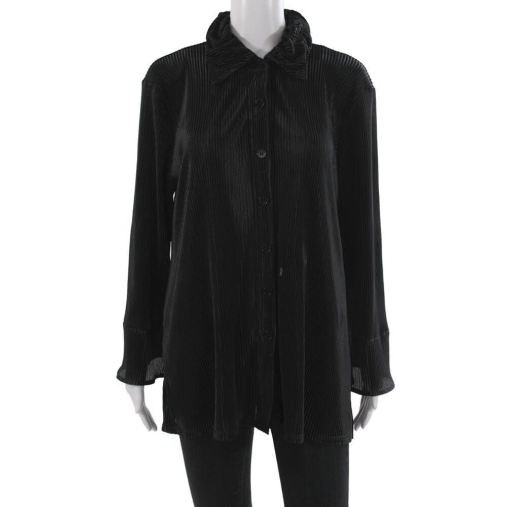 Reformation Womens Black Striped Collared Tunic Button-Up Size M